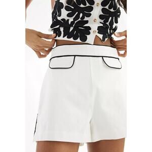 Maeve by Anthropologie Cotton Blend 60s City Shorts White Tailored Retro‎ Size 4